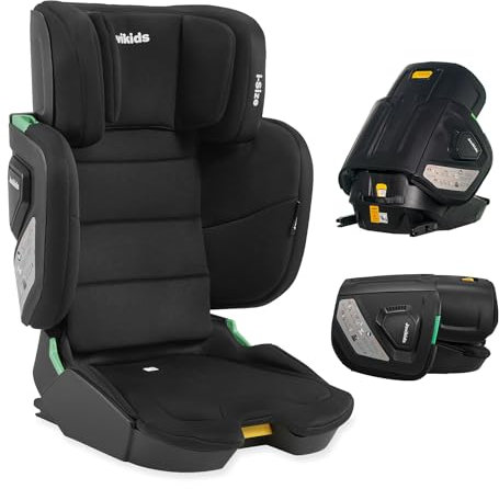 Jovikids i-Size Booster Seat with ISOFIX, Suitable for Kids 100-150cm (Approx. 3 to 12 Years), Adjustbale Height and Width, Portable Toddler Car Seat for Travel, Compact & Folding, ECE R129