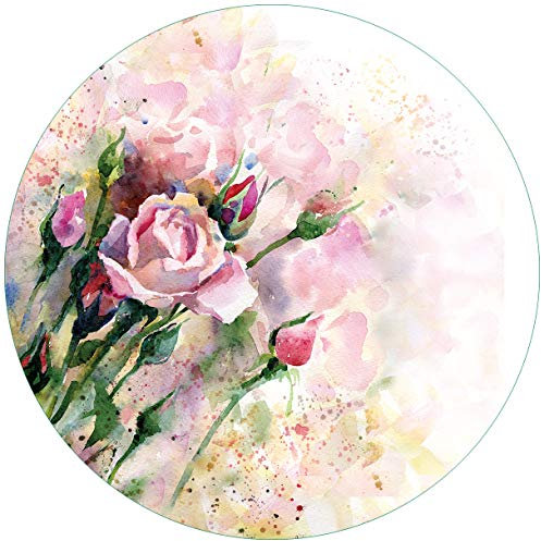 Wallario Glasbild rund Abstraktes Blumenbuket - Rund, 50 cm Durchmesser Wandbild Glas in Premium-Qualität: Brillante Farben, freischwebende Optik
