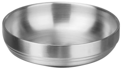 Assiette D'assaisonnement Ronde Double Couche en Acier Inoxydable 304 | Épaisseur Renforcée, Finition Argentée, Usage Maison et Restaurant, Nettoyage Facile, Résistance au Froid