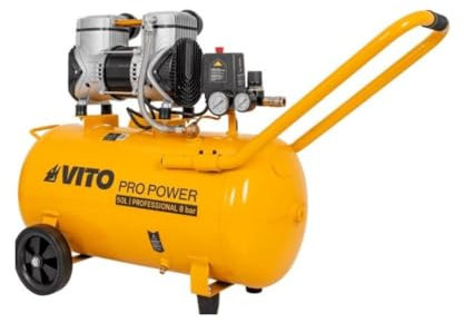 VITO – Compresor de aire silencioso 50L 8 Bar 2CV 1,5 KW 115 Psi 236 L/min (sin aceite
