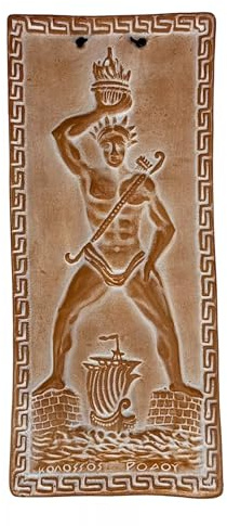 Generic Colossus of Rhodes 256563194044 Wandrelief, Keramik, 30 cm, Braun
