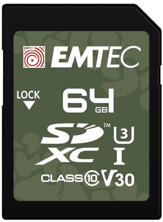 EMTEC - Scheda di memoria SD UHS-I U3 V30 Outdoor ECMSD64GXCU3OR - Resistenza all'acqua IPX7 - per fotocamera esterna e divertente - Video Full HD, 4K UHD - 64Gb/GB