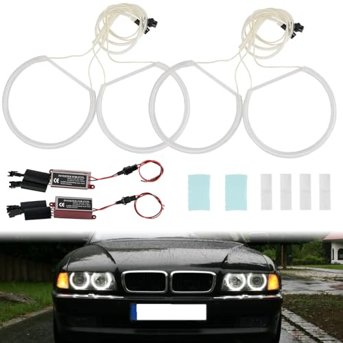 AUTOXBERT Set de anillos Angel Eyes Halo para BMW E46, 12V Luz blanca de alta luminosidad Angel Eyes