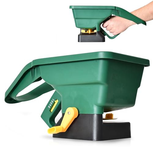 Onbest Handstreuer – 3 Liter Streugerät – innovativer Handgriff – Flexible Streubreite – Universal als Aussaathilfe im Garten oder für den Winterdienst – kompakter Düngerstreuer