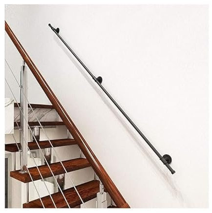 Barandillas redondas de aluminio para escalones de interior/exterior, barandilla de montaje en pared para escaleras industriales (40 cm)