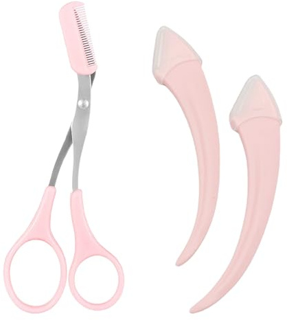 3 Stück Augenbrauenschere,Augenbrauen Schere,Augenbrauenschere mit Kamm,Augenbrauen Shaping Tool Set,Eyebrow Scissors,Augenbrauenbürste,Shaper Scissors Bürste,Beauty Trimmer für Frauen und Männer