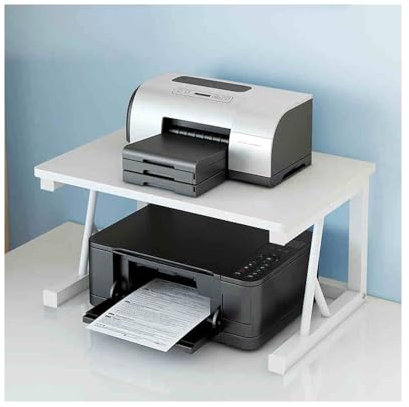 YFAURNDE Druckerständer,Druckerhalter,2-Ebene Druckertisch,Regal für Drucker,Doppelschichtig, großes Fassungsvermögen, for mehrere Szenarien geeignet, einfach zu verstauen(White,48 * 27 * 30cm)