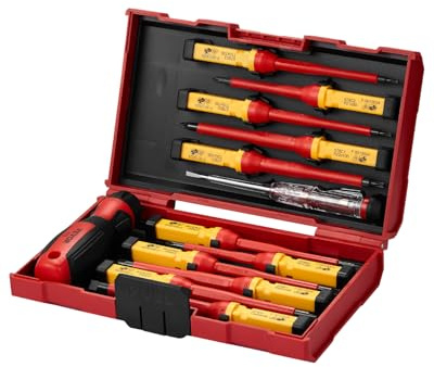 VEVOR Jeu de Tournevis Isolés 13 Pièces, Ensemble d'Outils Isolés pour Électriciens Professionnel 1000 V, avec Embouts Magnétiques et Mallette Durable, pour Réparations Ménagères et Automobiles