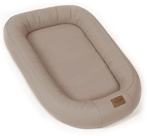 PaLulli® Extra Großes Babynest 100x60 cm Baumwolle | Beidseitig nutzbares Kuschelnest für Babys | Handgefertigt, Atmungsaktiv & Sicher (Braun)