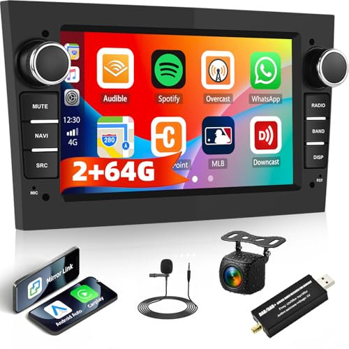 2G+64G Zomolither Android13 DAB/DAB＋Car Stereo for Opel Astra Corsa Vauxhall Meriva Zafira with Wireless Carplay Android Auto, 7” Touchscreen Bluetooth Car Radio GPS WiFi FM RDS SWC Rear Camera