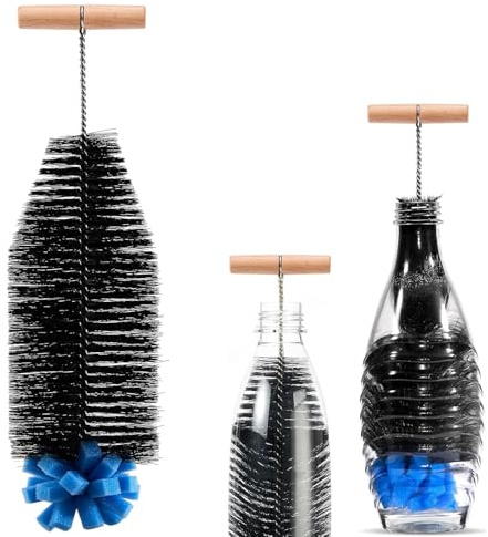 Goupillon Bouteille 35cm Goupillon Compatible avec Bouteille en Verre Set de Brosse de Nettoyage avec Poignée en Acier Inoxydable Brosse de Nettoyage sans Rayures Bouteilles d'eau sans Rayures