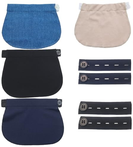 8 Stück Hosenerweiterung Schwangerschaft, Hosenbunderweiterung Damen, Einstellbare Hosenknopf Verlängerung für Frühschwangerschaft & Gewichtsschwankungen (Dunkelblau, Blau, Schwarz, Hautfarben)