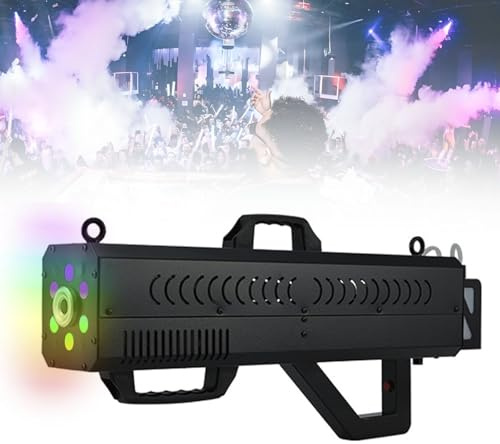 Pistolet à fumée for fêtes, machine à fumée portable 1500 W avec lumières changeantes, for Halloween effrayant, spectacles sur scène et soirées en boîte de nuit(Black)