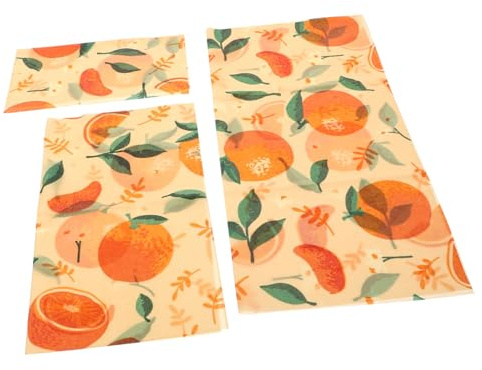 GLEAVI 3 Hojas Paños de Cera de Reutilizables de Envolturas de Conservación Alimentaria Natural Mantienen Frescos Frutas Quesos y Pan Alternativa Ecológica Plástico