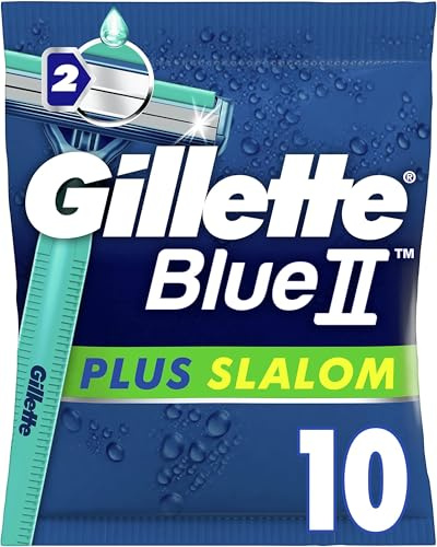 Gillette Blue II Plus Slalom Rasoirs Jetables Homme, Pack de 10 Rasoirs [OFFICIEL] (Lot de 6)