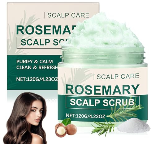 120g Kopfhaut-Peeling, Kopfhautpflege Scalp Scrub mit Rosmarin und Macadamianussöl, Sanft Reinigend und Nährend, Für Alle Haartypen, Tägliche Pflege