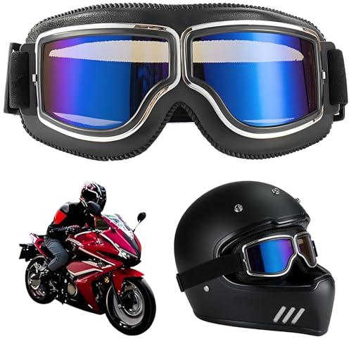 Persiiious Gafas De Motocicleta, Gafas Aviador Vintage, Moto Retro, Con Correa Ajustable, Para Deportes Al Aire Libre, Montar A Esquiar