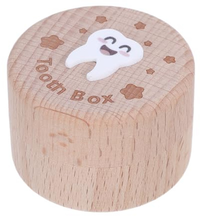PRETYZOOM Caja de Madera para Guardar Dientes de Leche Estilo Escandinavo Beige, Diseño Minimalista y Almacenamiento de Recuerdos Infantiles para Shower
