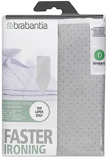 Brabantia 2mm Built-in-Foam Ironing Board Cover (D Board/Metallised) Heat-Resistant, Non-Slip, Cord Fastener