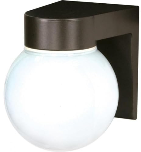 Nuvo Lighting SF77/141 Utility Fixture Die Cast Aluminum Durable Outdoor Wall Mount Porch and Patio Light with White Glass Globe, Bronzotic