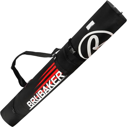 BRUBAKER Skitasche Carver Champion Schwarz - Gepolsterter Skisack für 1 Paar Ski und Stöcke - Reißfester Ski Bag - 170 cm oder 190 cm