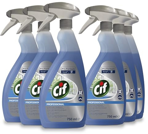 Glasrengörare Diversey CIF Professional 750 ml avlägsnar smuts, fett och fingeravtryck – 6-pack