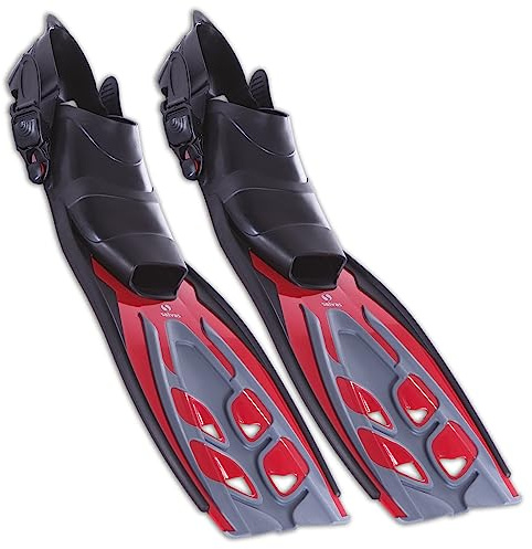 Salvas Schwimmflossen Tonic Schnorchel Lang Flosse Fersen Band Verstellbar 36-47 Rot 42/47