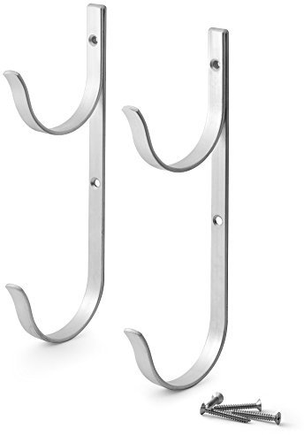 Aquatix Pro Pool Pole Hanger Premium 2pc Aluminium Holder Set, Ideal Hooks for Telescopic Poles, Skimmers, Leaf Rakes, Nets, Brushes, Vacuum Hose, Garden Tools and Swimming Pool Accessories (1)