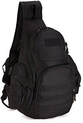 HUNTVP Mochila Táctical Mochila de Hombro Mochila de Bandolera Mochila de Pecho Estilo Militar Mochila Ejércita Bolso Impermeable para Correr Senderismo Ciclismo Camping Caza, Color Negro