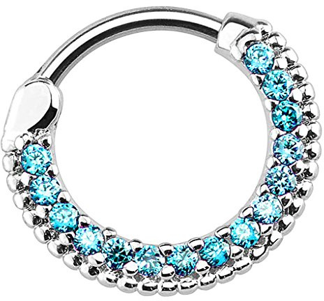 Piersando Piercing Scharnier Clicker Ring Schild Tribal mit Kristall Strass Steinen Vintage Septum für Tragus Helix Ohr Nase Lippe Brust Intim