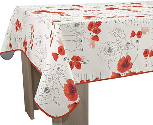 Le linge de Jules Poppies röd fläckbeständig bordsduk - storlek: Rektangel 150 x 350 cm