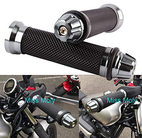 7/8 22mm Motorcycle Grips Non-Slip Rubber Handlebar Hand Grips(Titanium)