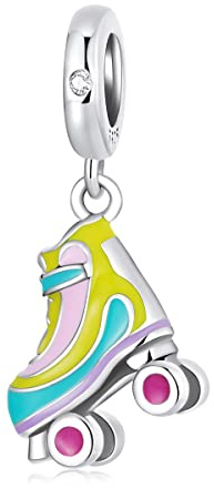 YaShuo Joyería Love Sport Charm Bola Bead 925 Plata de Ley Charms de Fútbol para Pulseras (Skate 2213), Plata de Ley