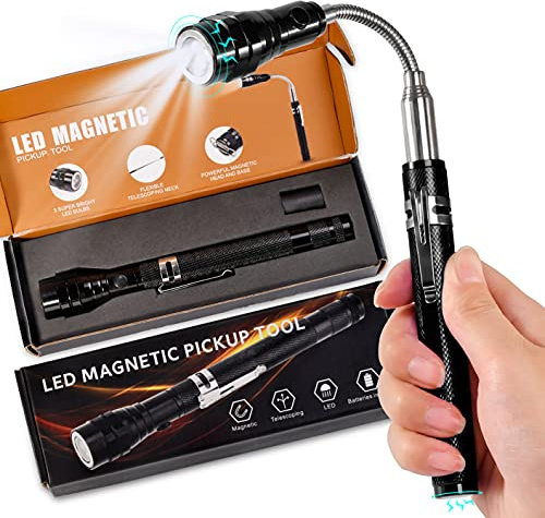 KUCHEY Magnétique Flashlight Ramassage Outil Papa Cadeaux Stocking Stuffers pour Hommes Cool Aimant Télescoping Gadgets avec LED Cadeaux pour Hommes Mari Son Anniversaire Cadeaux De Noël