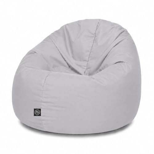 PATCH HOME Sitzsack 2 in 1 Sitzkissen Bodenkissen für Erwachsene & Kinder - Gaming mit Füllung Kissen Sessel BeanBag (Ø 125cm, Grau)