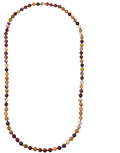 ELEDORO Edelstein Kette Damen 80 cm Endloskette 8 mm Mookait
