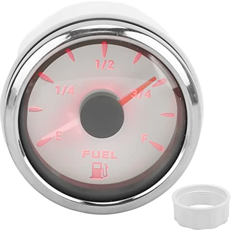 Indicador de Nivel de Combustible, Indicador de Nivel de Combustible Universal de 52 Mm para Automóvil, Medidor de Tanque de Combustible, Indicador de Nivel de Combustible con Luz de Fondo de(Blanco)