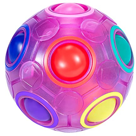 ROXENDA Regenbogenball, Knobelspiel Zauberball - Fidget Ball Geschicklichkeitsspiel für Kinder, Erwachsene, Mädchen & Jungen ab 6 Jahren (Violett)