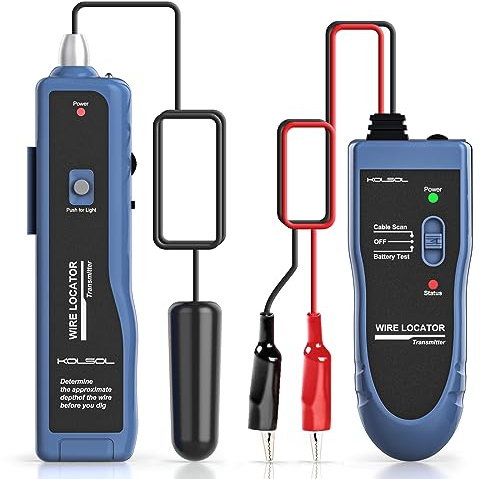 KOLSOL Underground Wire Locator, Cable Tester F02 Pro for Locate Wires and Control Wires Cables Pet Fence Wires, Equiped with Rechargeable 1100mAh Battery