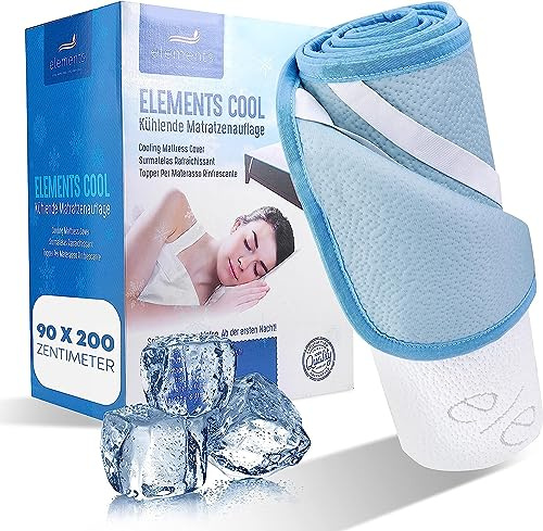 Elements Cool Colchón de refrigeración para Camas, Almohadilla de refrigeración automática para colchones, cubrecolchón refrescante, Apto para Sudor, Lavable hasta 30 Grados (70x140)