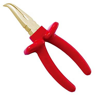 WEDO Flachrundzange,Nicht funkelnd Isolierter Flachrundzange mit Schneide,Aluminium Bronze Spitzzange,6 Zoll,Länge 150mm,Lange Nase mit Cutter,1000V VDE-geprüft-Zange,BAM/FM/GS-Zertifikat