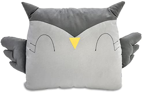 Pepi MADE IN POLAND Eulen Kissen Kinder Kuschelkissen 42×35cm - Kuscheltier Eule Kuschelkissen Kinder Kissen Kinderzimmer - Eulen Deko Light Grey