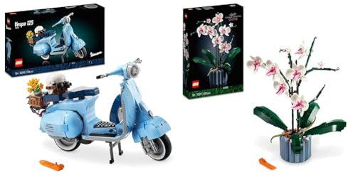 LEGO 10298 Icons Vespa 125, Maqueta de Moto para Construir para Adultos & 10311 Icons Orquídeas, Flores Artificales, Decoración para Casa, Manualidades para Adultos