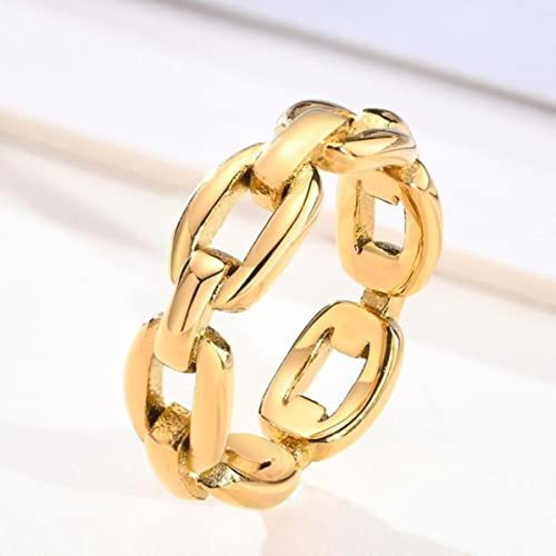YAHOYA Pure Form Link Chain Ring Men Gold Color Ladies Rings for Women Fashion Jewelry Bague Femme Homme Ringen Wedding Rings