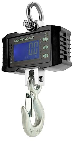 QWORK® Digitale Hängewaage, 1000 kg, Digitale Aluminium-Kranwaage, Zum Wharf-Wiegen, Stahlrohstoffe, Angeln