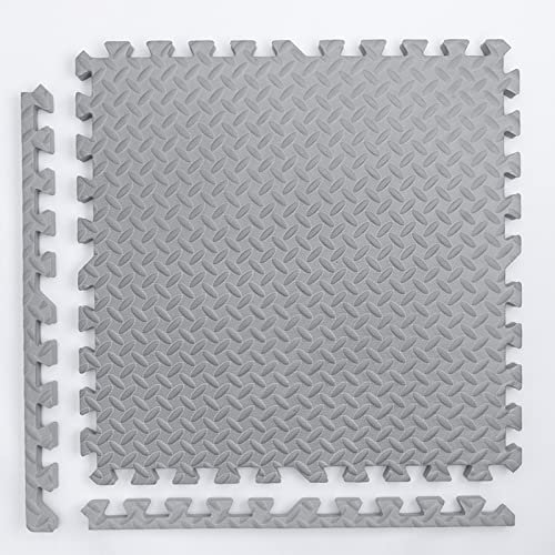18 Stück Schaumstoff-Bodenmatten, 2,5 cm Dicke Quadratische Bodenmatte, 30x30CM Große Puzzle-Schaumstoff-Spielmatte, Trainingsmatte für Heim-Fitnessstudio(Color:grau)