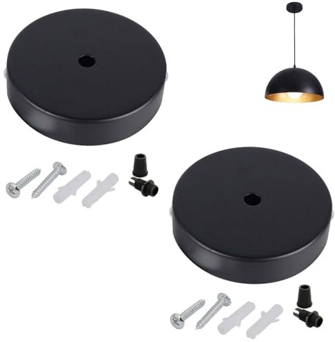 Deckenbaldachin Schwarz, Baldachin Schwarz, Deckenrosette Aus Metall, Lampenbaldachin Metal, 2 Stück