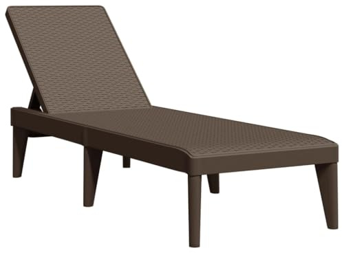 vidaXL Sun Lounger Brown Polypropylene 73.2x23.6x11.4 Rattan Finish Adjustable 4-Position Garden Patio Recliner