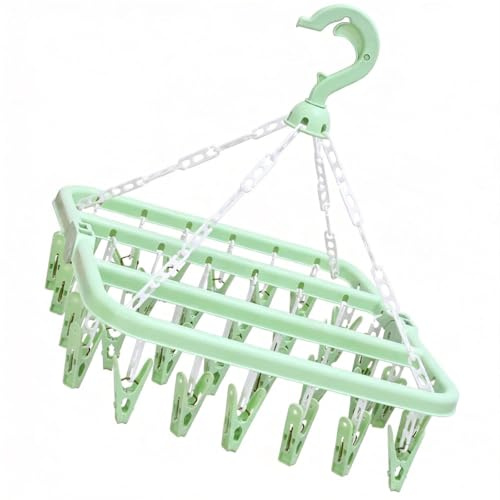 hautllaif 32-Clip Foldable Sock Dryer, Space-Saving Hanger for Delicates & Baby Clothes