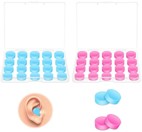 TRUEIN 20 Pair Silicone Ear Plugs - 27 dB SNR Moldable Ear Plugs for Noise Cancelling, Reusable Waterproof Earplugs for Snoring, Swimming, Studying